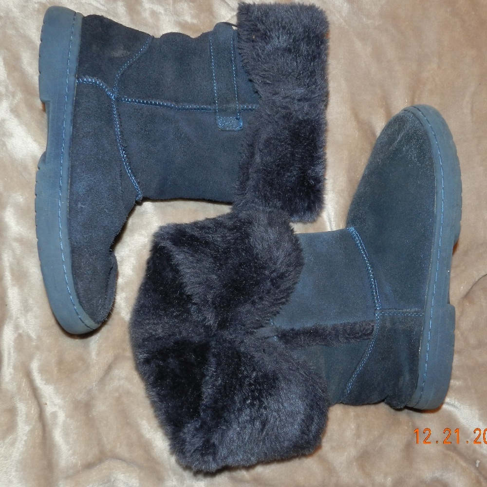 Womens Melrose Ave"Kylie" Blue Leather Suede Boots